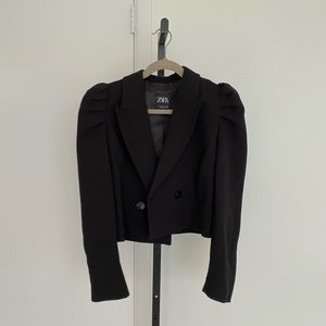 ZARA - black cropped double breasted blazer